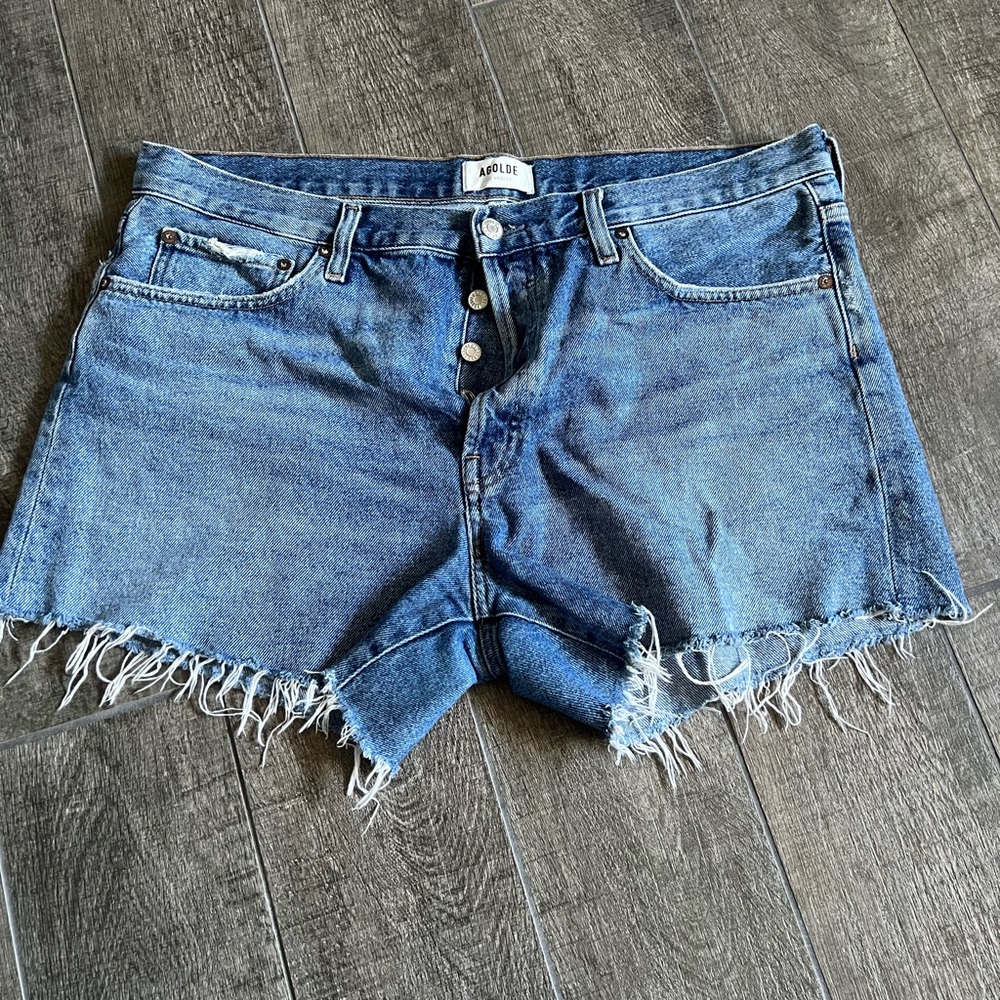 AGOLDE Parker Long Women's Blue Denim Shorts